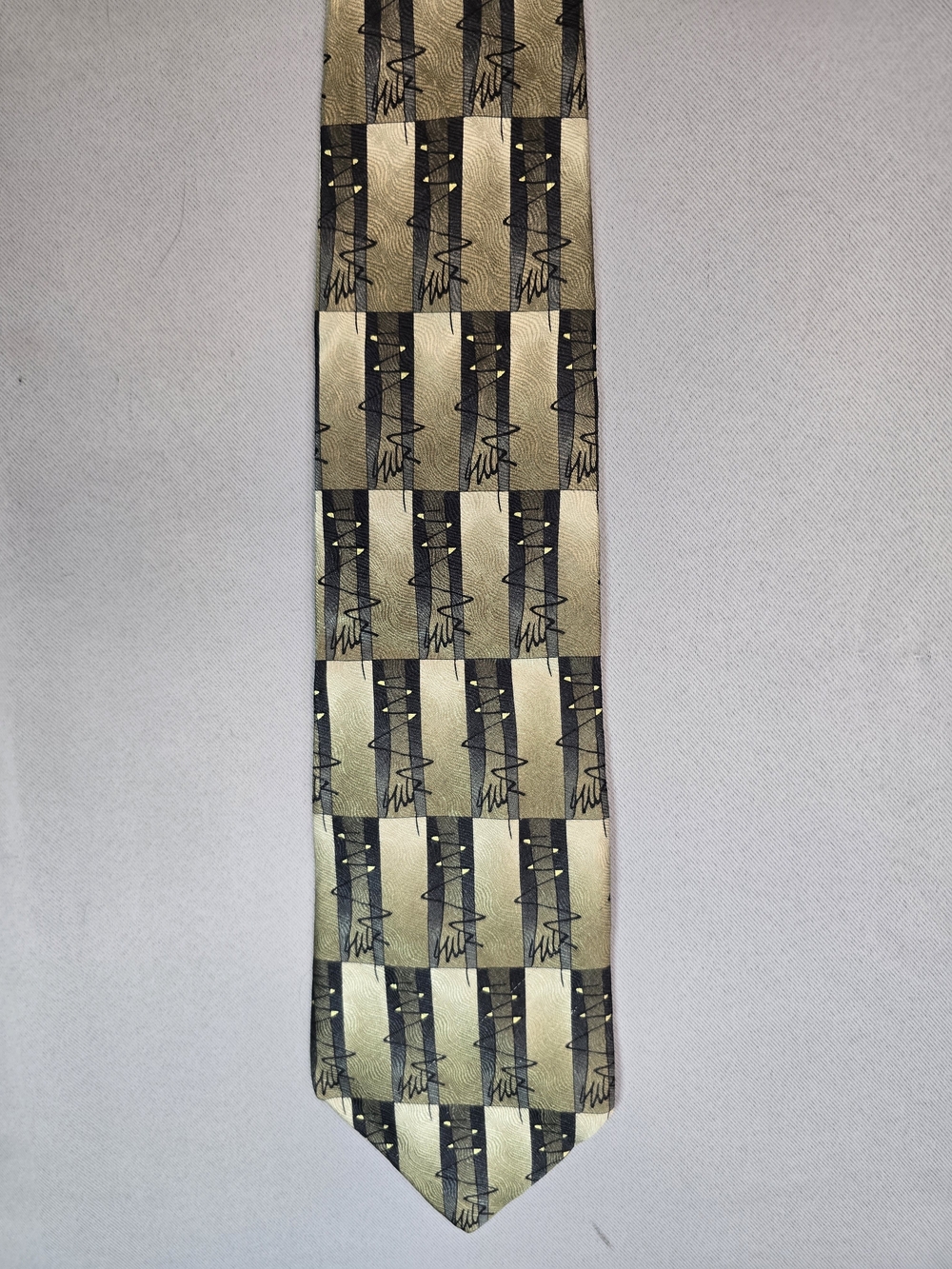 J. Garcia Paris In The Rain 1996 Gold and Black Checkered Pattern Tie